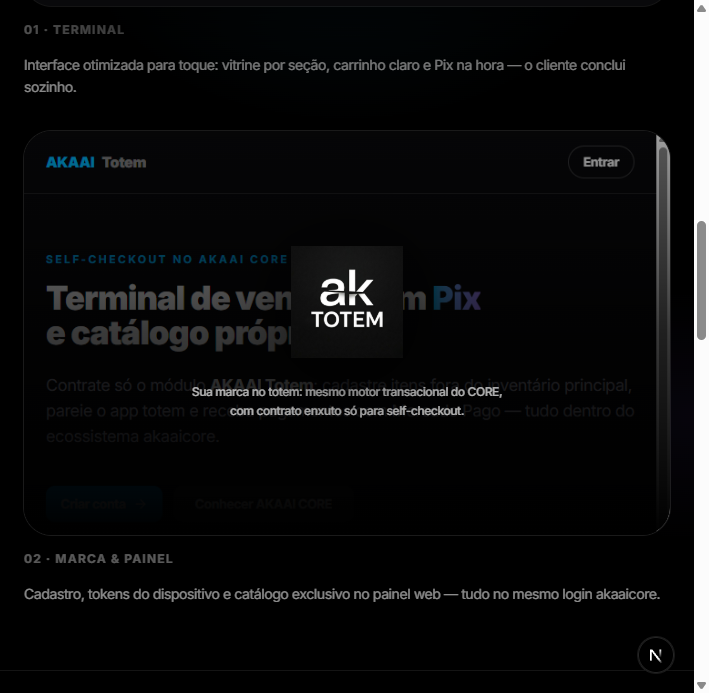 Experiência AKAAI Totem no navegador